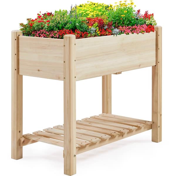 Yaheetech 34 in. L x 18 in. W x 30 in. H 2 Tiers Wooden Raised Garden Bed for Vegetables & Herbs