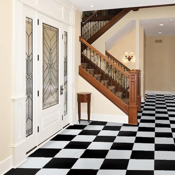 Black & White Tile Effect Bathroom Flooring