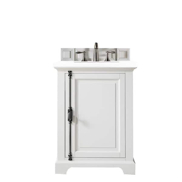 James Martin Vanities Providence 26 in. W x 23.5 in.D x 34.3 in. H Single Vanity in Bright White with Quartz Top in Classic White