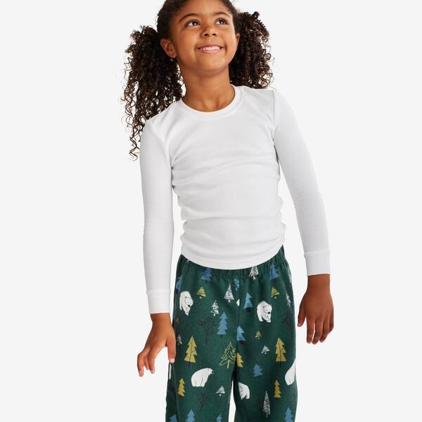 The Company Store Company Cotton Family Flannel Polar Bear Forest Toddler  4T Forest Green Pajama Set 60016 - The Home Depot