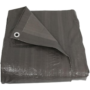 8 ft. x 10 ft. Reversible Dark Grey Waterproof Multi Purpose Poly Tarp