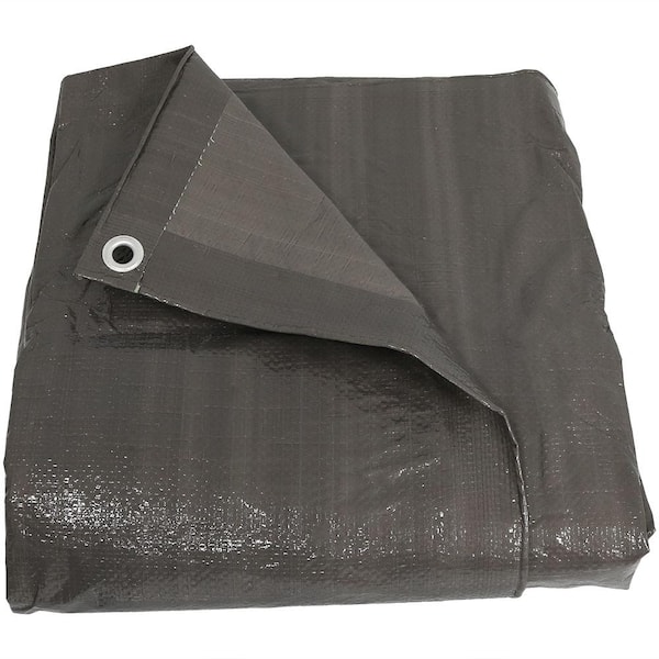 Sunnydaze 16 ft. x 20 ft. Reversible Dark Grey Waterproof Multi Purpose Poly Tarp