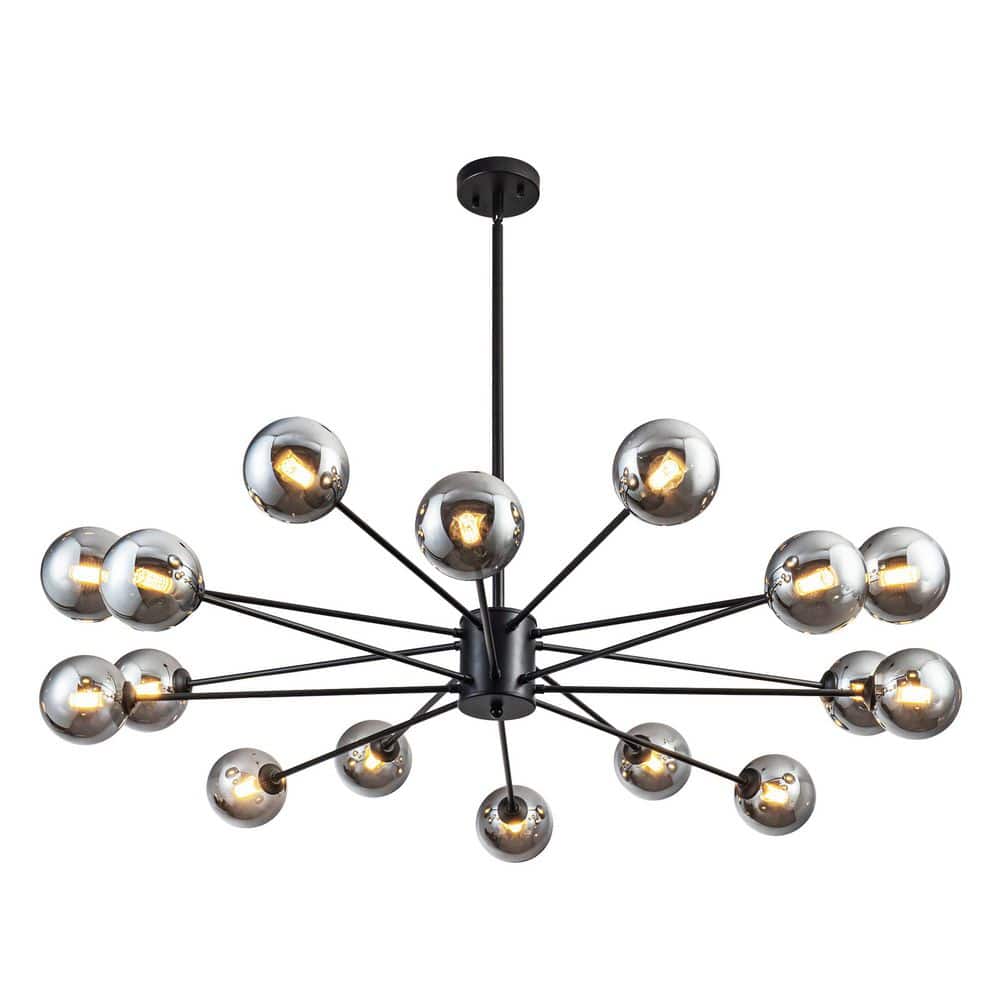 Modern Sputnik 16 Light Black Finish Round Chandelier for Living Room with no bulbs included price history on PriceWatchPro