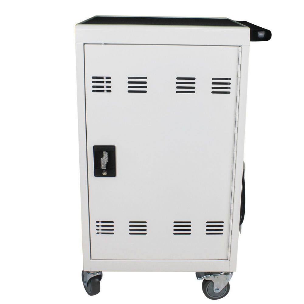 21.2 in. W 2 Drawer Mobile Steel White Charging Tool Carts with Lock and Power Strip for Tablet and Laptop Computer price history on PriceWatchPro