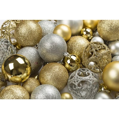 100 Shatterproof Christmas Ornaments - Christmas Ornaments For Christmas Tree Decorative Balls -Gold and Silver