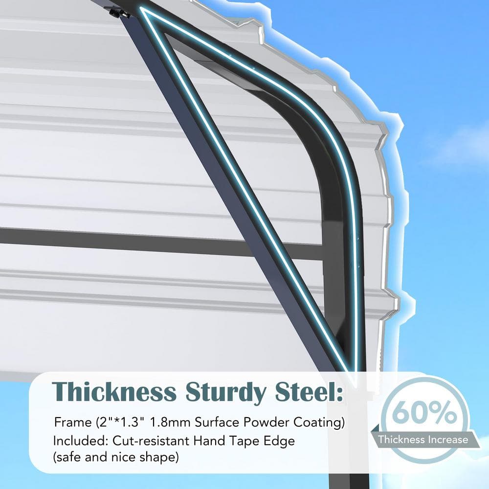 Gray 10' x 20' Heavy Duty Metal Carport with Peak Roof