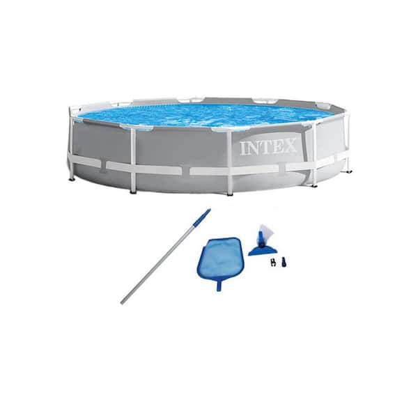 Intex 10 ft. x 30 in. Prism Frame Above Ground Swimming Pool and Maintenance Kit