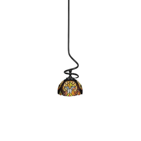 Unbranded Bridgewater 100 W 1-Light Matte Black Standard Mini Pendant Light with Glass Shade