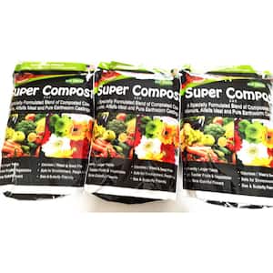 Super Compost Soil Amendment, Concentrated, Makes 120 lbs. 3 x 8 lbs. bags, Organic Fertilizer, Planting Mix, 2-2-2 NPK