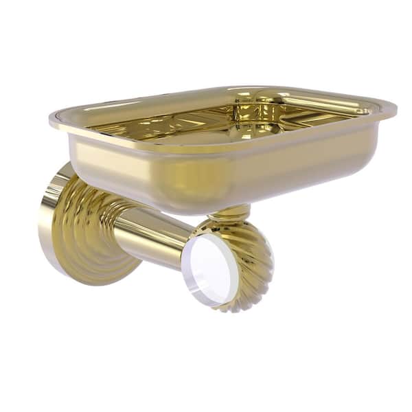 Allied Brass Pacific Beach Collection Wall Mounted Soap Dish Holder with Twisted Accents in Unlacquered Brass