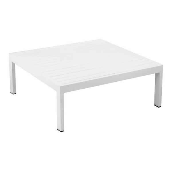 Benjara 12 in. White Rectangular Metal Outdoor Coffee Table BM287725 ...