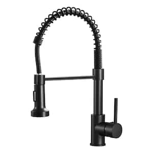 Single Handle Pull Down Sprayer Kitchen Faucet, Single Hole Kitchen Sink Faucet in Matte Black