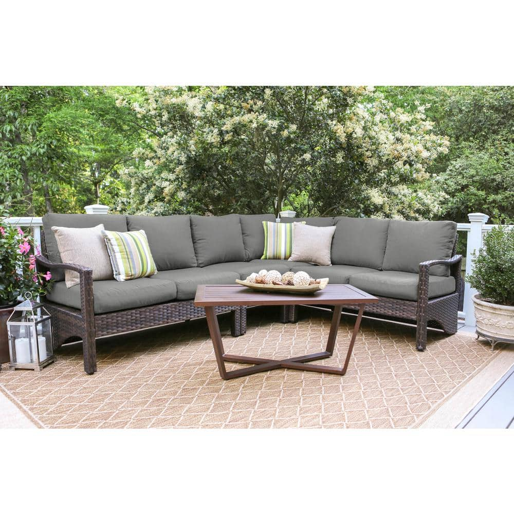 Leisure Made Augusta 5 Piece Wicker Outdoor Sectional With Gray   Leisure Made Outdoor Sectionals 437409 Gry 64 1000 