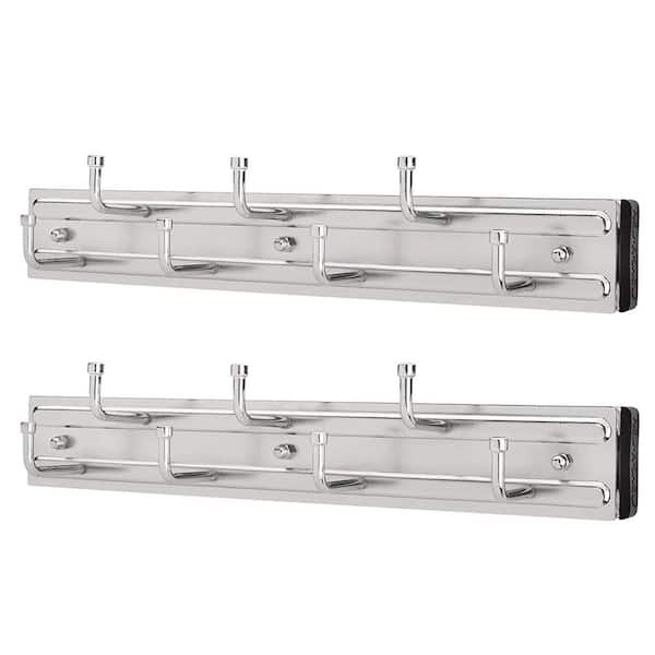 Pullout 12 Inch Tie and Belt Rack Organizer, Chrome, BRC-12CR (2 Pack)