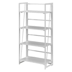 Xtra 49.5 in. White/White Metal 4 -Shelf Standard Bookcase with Folding Sides