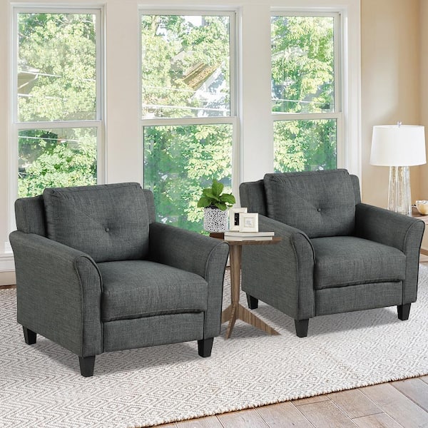 Costway Grey Accent Chair Upholstered, Fabric Arm Chairs