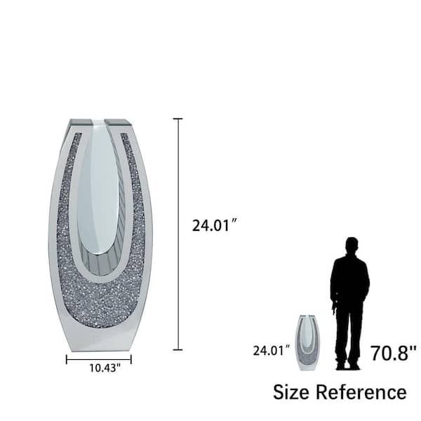 24.01 in. Cylinder Silver Transparent Tempered Glass Diamond