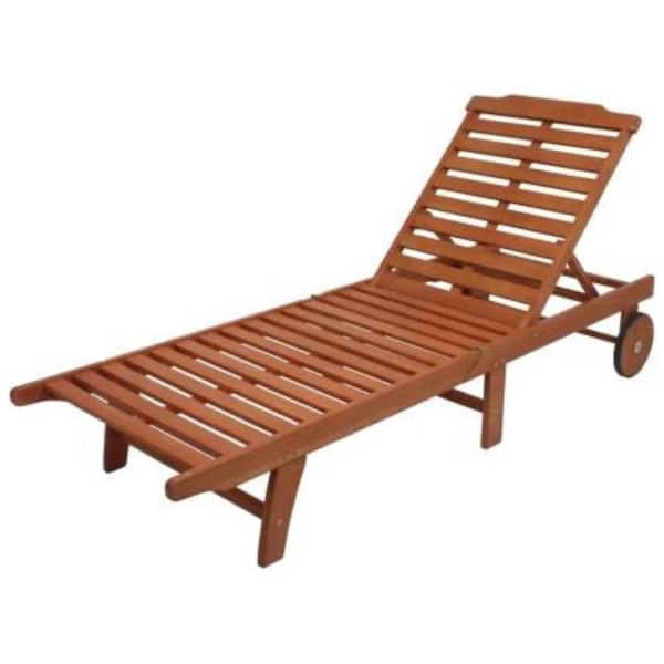 ITOPFOX Teak Outdoor Solid Wood Folding Chaise Lounge for Sunbathing