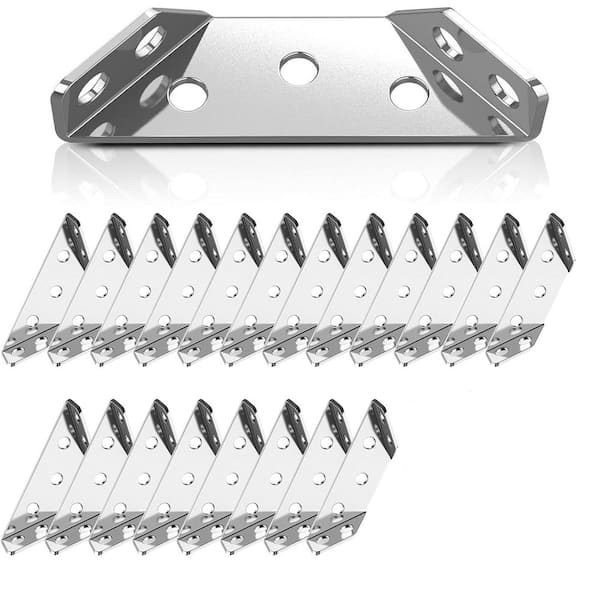 20pcs Stainless Steel Corner Brackets Heavy Duty Triangular Support for Furniture Cabinets Tables Chairs
