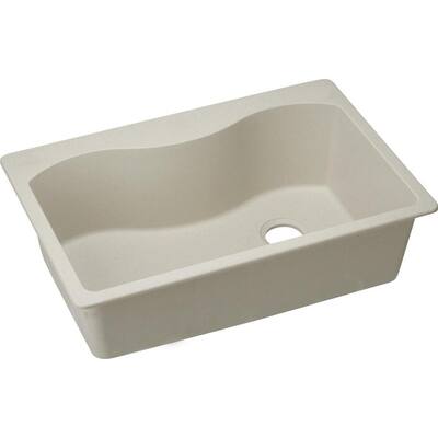 Quartz Classic Drop-In 33 in. Single Bowl Kitchen Sink in Bisque