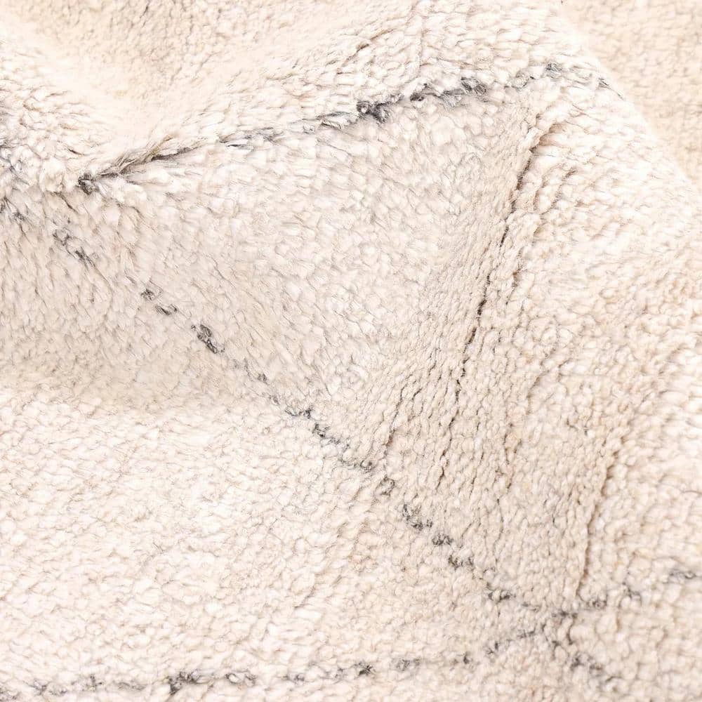 Ivory Wool-Viscose Blend Hand-Knotted Moroccan Shag Rug - 8' x 10'