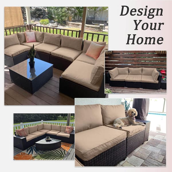 WNP 14-Piece Patio Cushion Covers Replacement with Zipper for