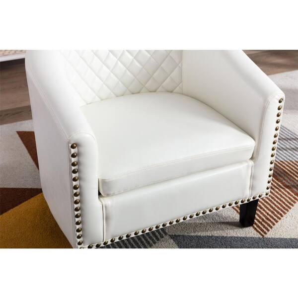 white studded armchair