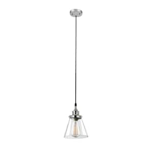 Parker 1-Light Plug-In or Hardwire Chrome Pendant Light with Clear Glass Shade