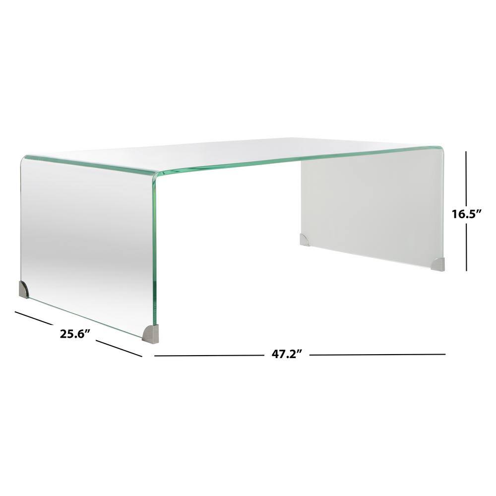 Crysta 47'' Clear to White Ombre Glass Rectangular Coffee Table