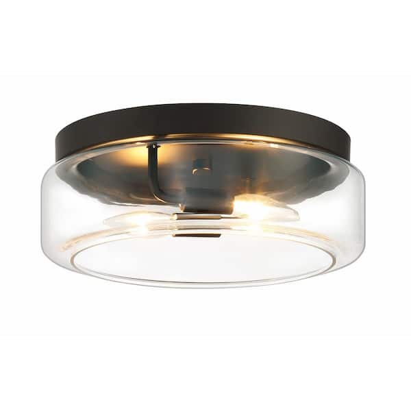 Easylite 13 in. 2-Light Matte Black Flush Mount 39086-HBT - The Home Depot