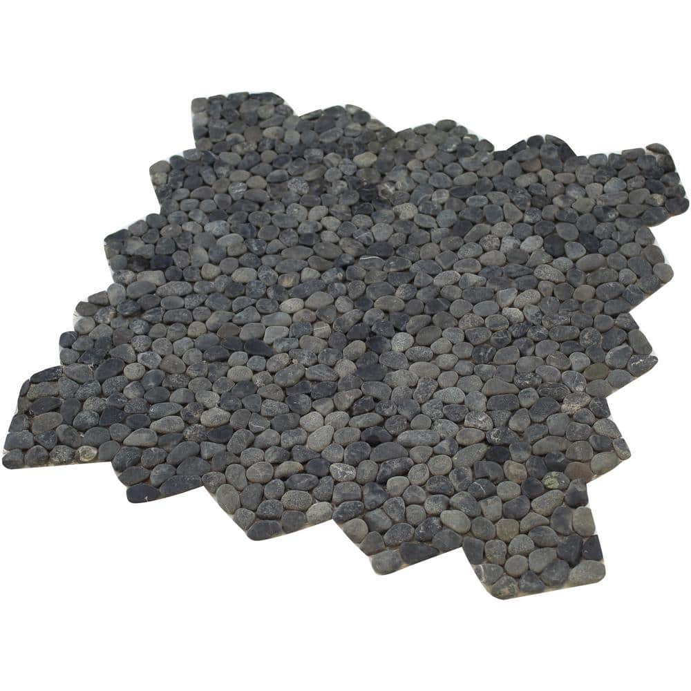 Rain Forest Black Natural 12 in. x 12 in. Micro Pebble Stone Mosaic ...