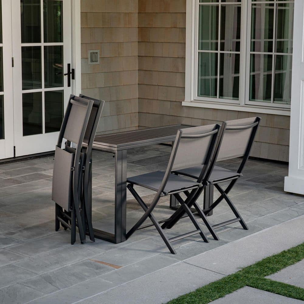 Conrad Gray Aluminum Folding Outdoor Console Dining Table