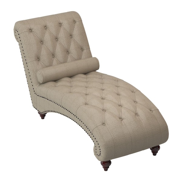 EVERGLADE HOME Keller Light Brown Tufted Chaise with Pillow