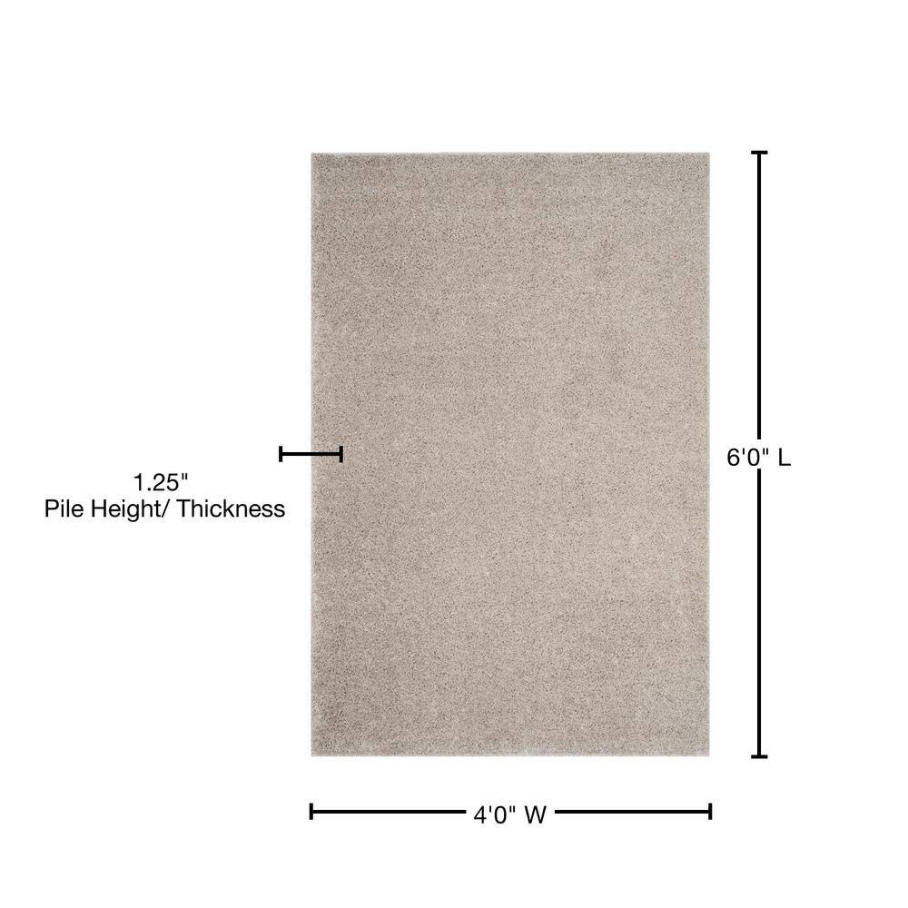 Linen 4' x 6' Solid Shag Area Rug
