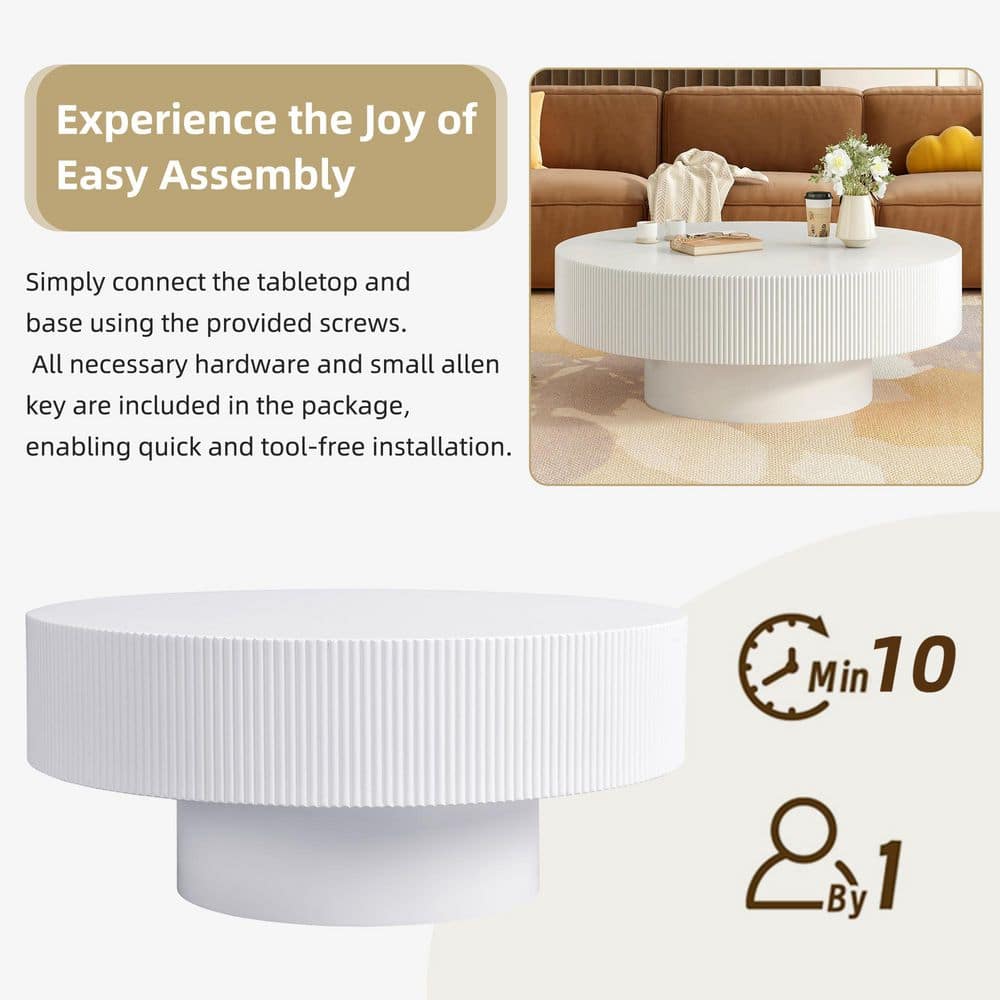 Assembly and setup of the round coffee table.