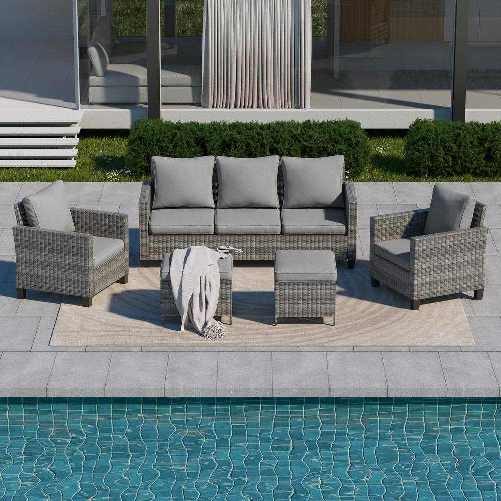 Reviews for JOYESERY 5Piece Gray Wicker Outdoor Conversation Seating