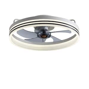 15.35 in. Indoor White LED Low Profile Ceiling Fan with Light Flush Mount Fan for Bedroom