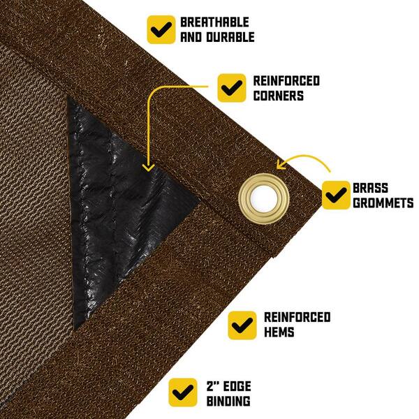 CORETARPS 10 ft. X 25 ft. Brown 250 GSM 7.5 OZ Heavy Duty