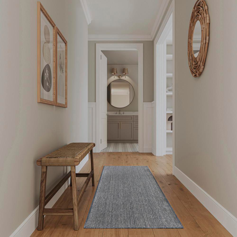 Tulum Denim 2 ft. x 10 ft. All-Over Design Contemporary Runner Area Rug