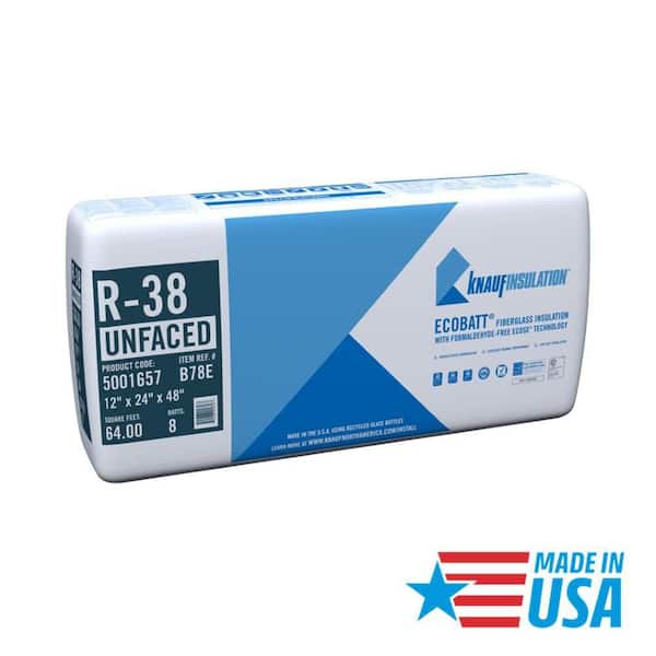 Knauf Insulation R-38 EcoBatt Unfaced Fiberglass Insulation Batt 24 in. x 48 in. x 12 in.