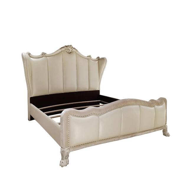 Acme Furniture White Wood Frame King Panel Bed