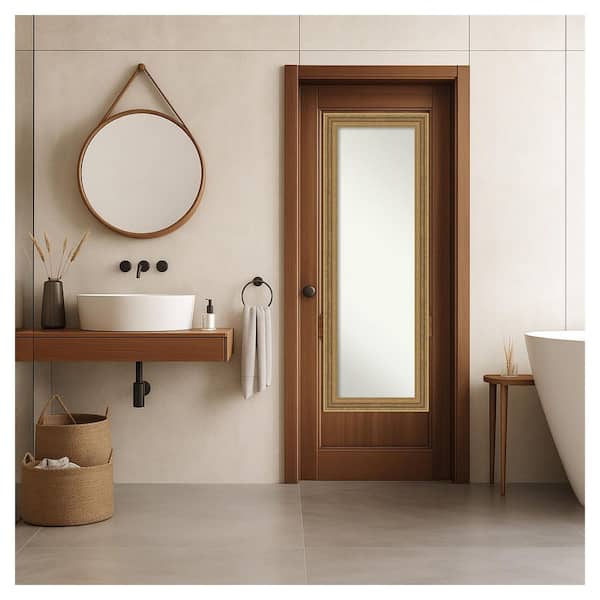 Elliot Gold 18.5 in. x 52.5 in. Non-Beveled Traditional Rectangle Framed Full Length On the Door Mirror