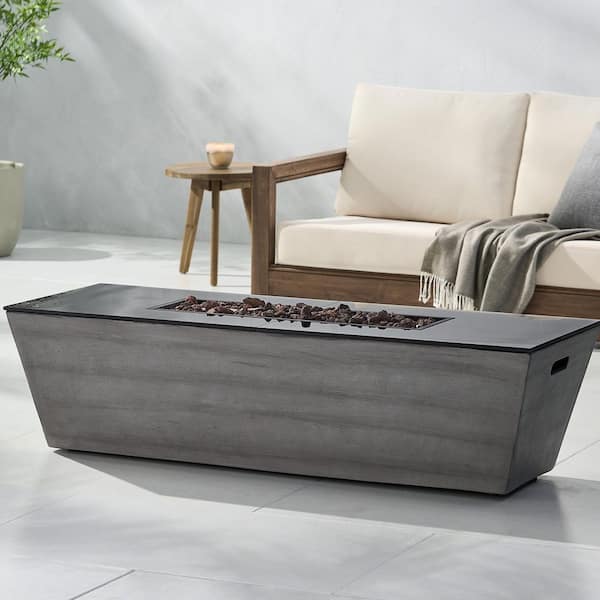 56 in. Dark Gray Rectangular Propane Outdoor Fire Pit