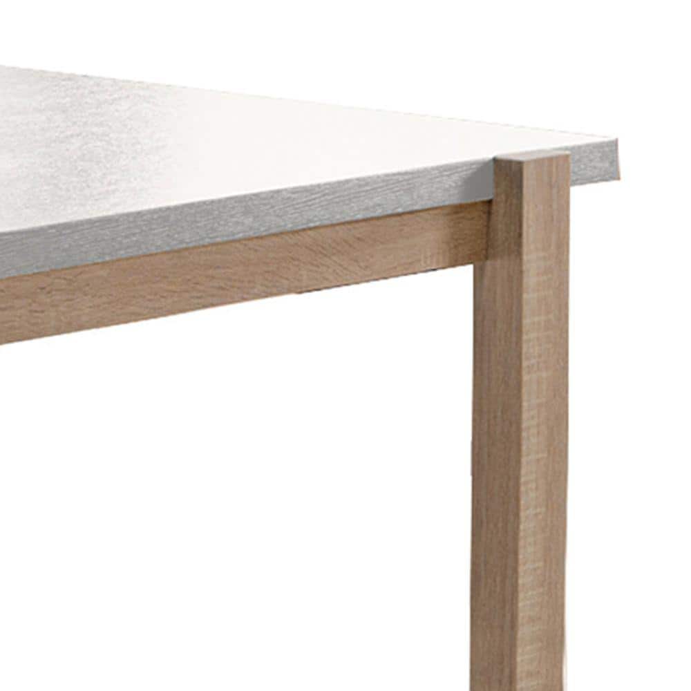 Transitional Rectangular Dining Table in White & Brown - 48" x 32"