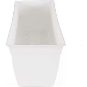 30 in. Window Planter Indoor Outdoor Rectangular Plant Pot with Removable Saucer for Flowers Plastic, White