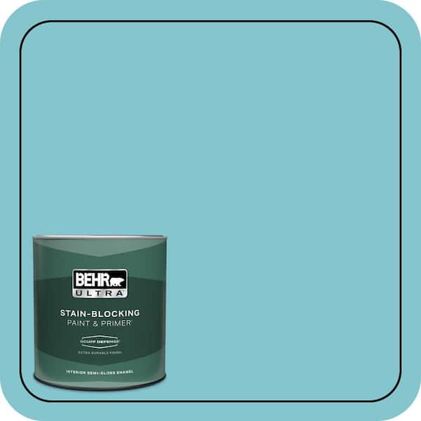 BEHR ULTRA 1 qt. #520D-4 Shallow Sea Extra Durable Semi-Gloss Enamel Interior Paint & Primer