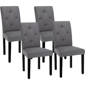 Upholstered Dining Chairs Set, Modern Fabric and Solid Wood Legs and High Back for Kitchen/Living Room, Gray Set of 4