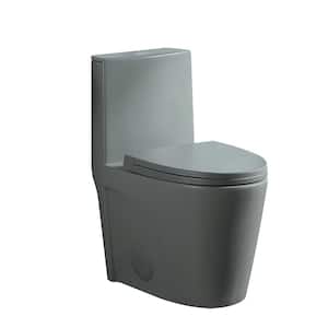 15-5/8 in. 1-Piece 1.1/1.6 GPF Dual Flush Elongated Toilet in Light Grey, Soft-Close Seat