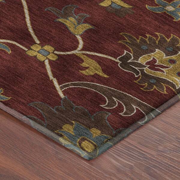 Mayfield Premium Machine Washable Abstract AMF2290 Burgundy 5 ft. x 7 ft. 6 in. Area Rug