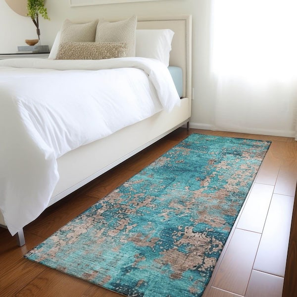 Chantille Machine Washable Indoor/Outdoor Abstract ACN1789 Teal 2 ft. 3 in. x 7 ft. 6 in. Runner Rug